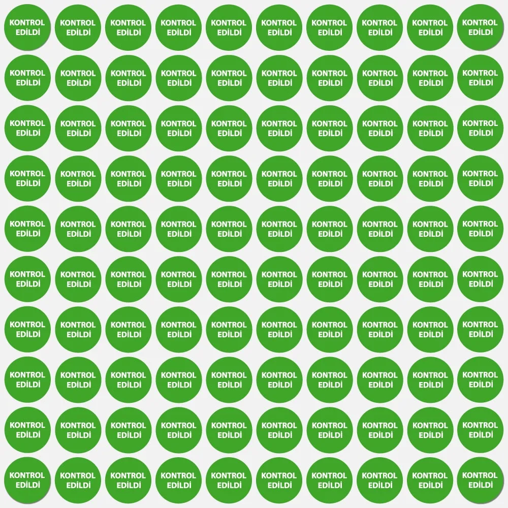 Kontrol Edildi Sticker Etiket. Renk- Yeşil