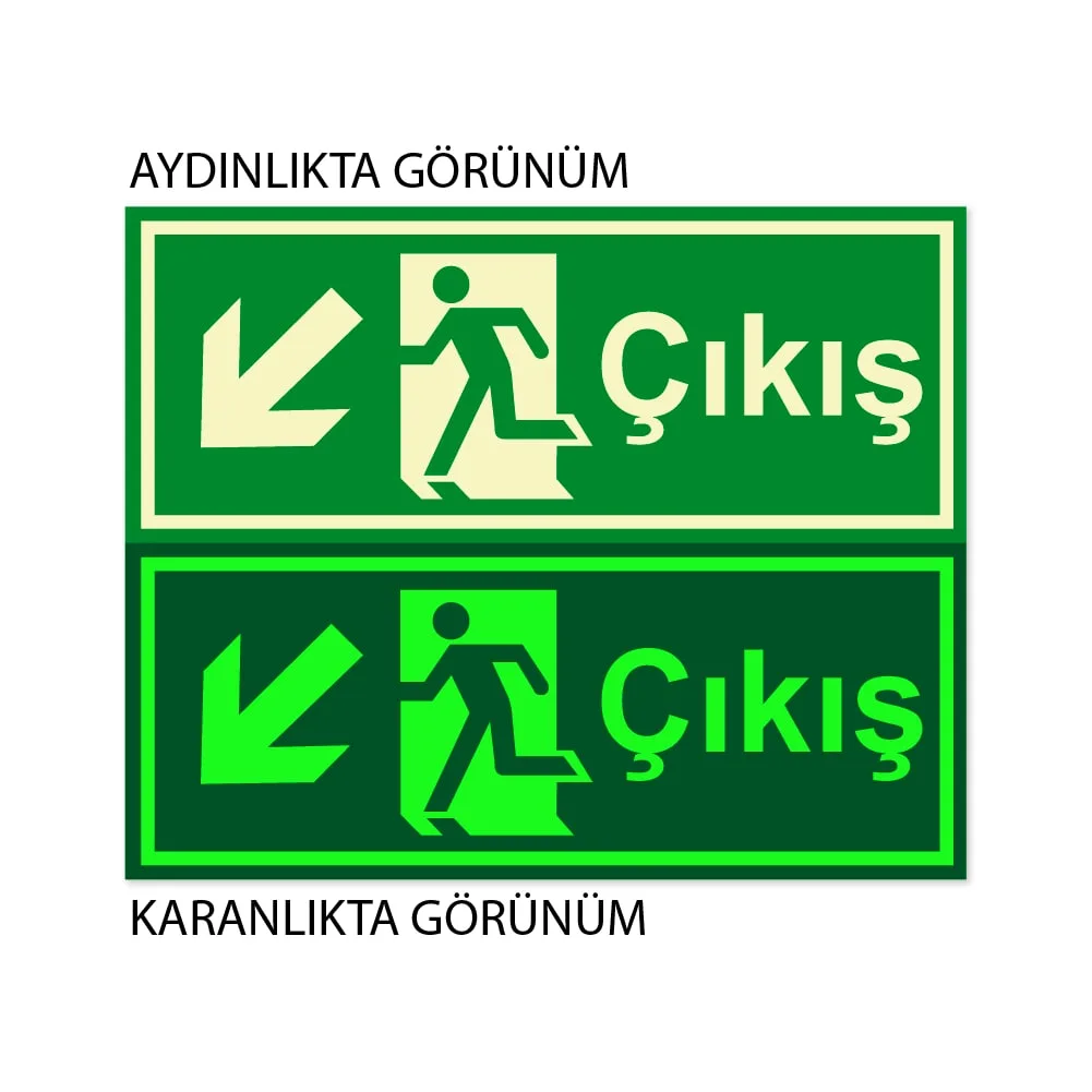 Lümen Folyolu Acil Çıkış Sol Aşağı Ok