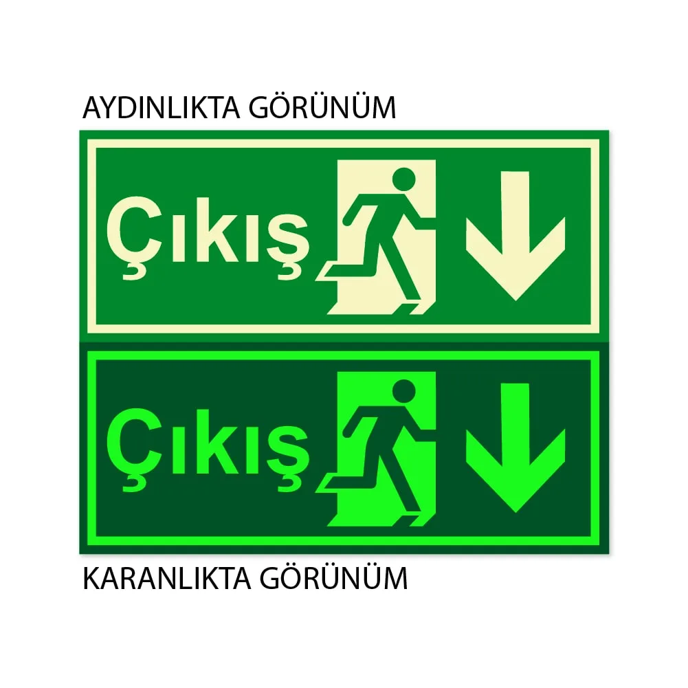 Lümen Folyolu Acil Çıkış Aşağı Ok