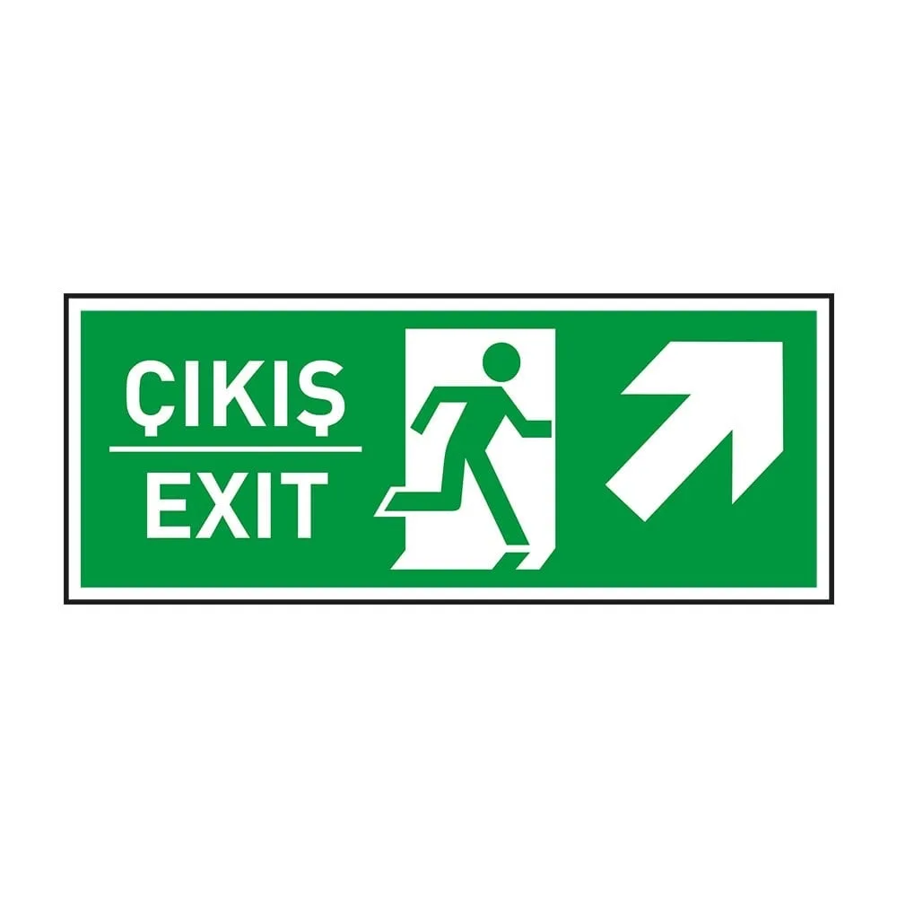 Exit-Çıkış Sağ Yukarı Ok Fotolümenli Levha (3mm Dekota)