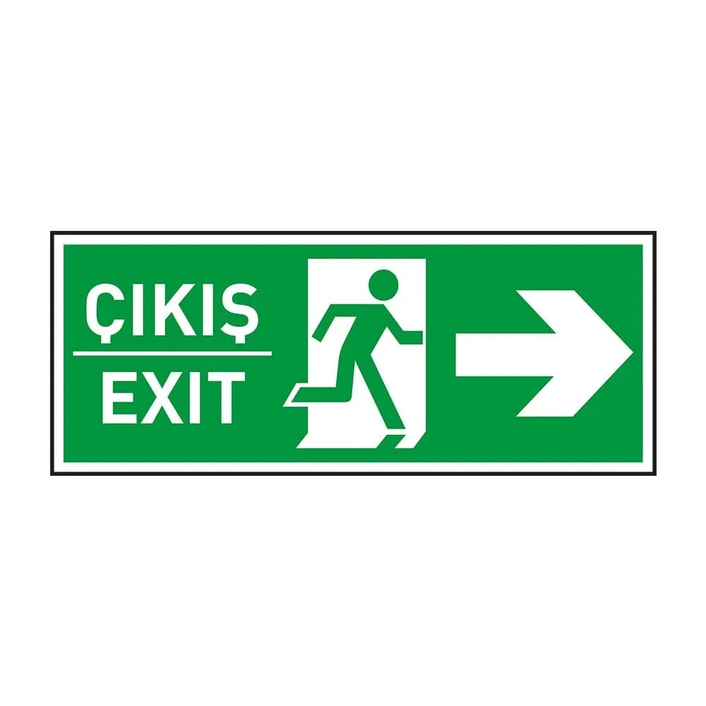 Exit-Çıkış Sağ Ok Fotolümenli Acil Durum Levhası (3mm Dekota)