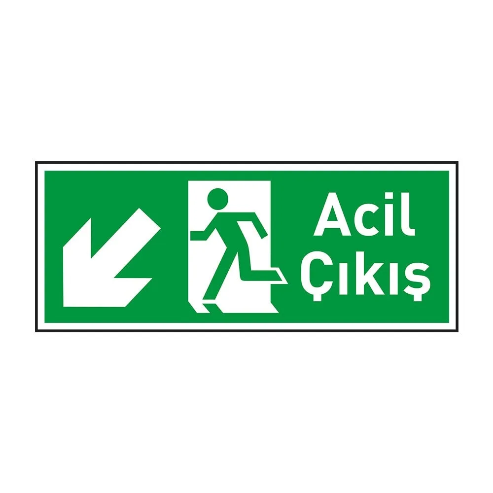 Acil Çıkış Sol Aşağı Ok Fotolümenli
